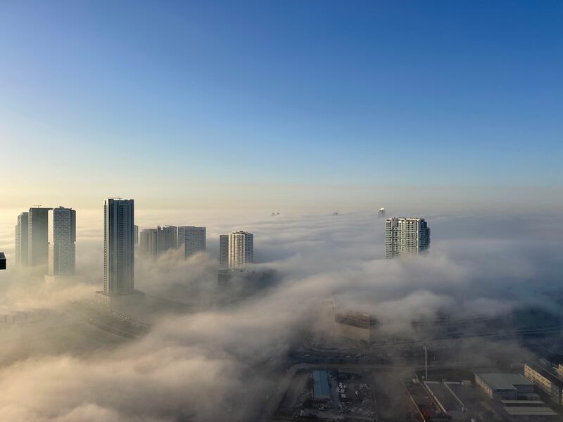 Fog covers Reem Island in Abu Dhabi. Stephen Nelmes / The National