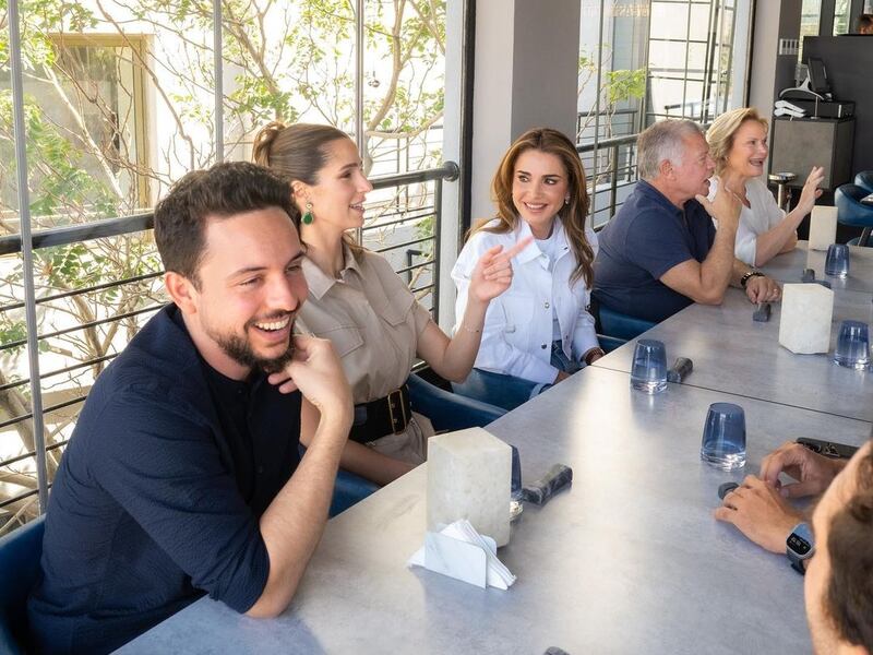 Queen Rania and other Jordanian royal family members at Alee restaurant to celebrate her birthday. Photo: Instagram / @queenrania