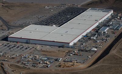 FILE PHOTO: An aerial view of the Tesla Gigafactory near Sparks, Nevada, U.S. August 18, 2018. REUTERS/Bob Strong/File Photo