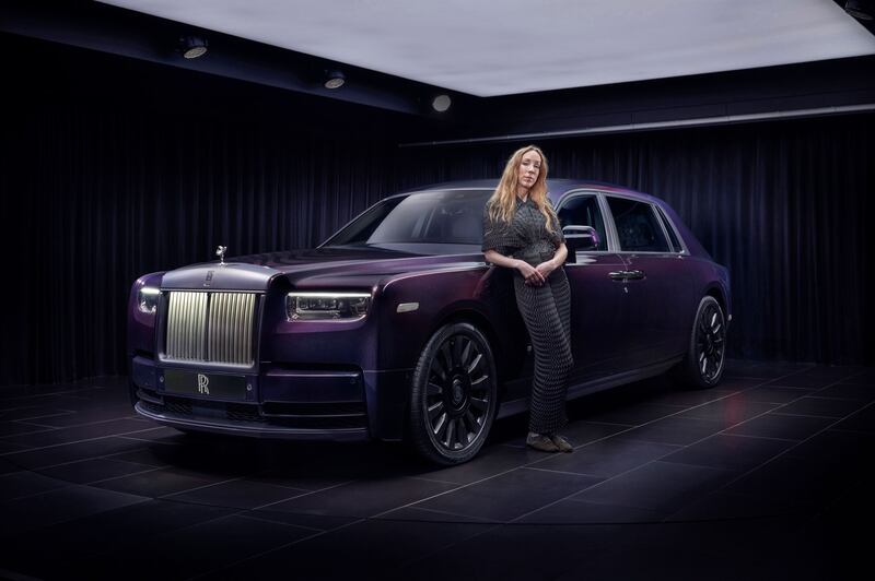 Fashion designer Iris van Herpen stands next to the Rolls-Royce Phantom she helped design. Photo: Rolls-Royce