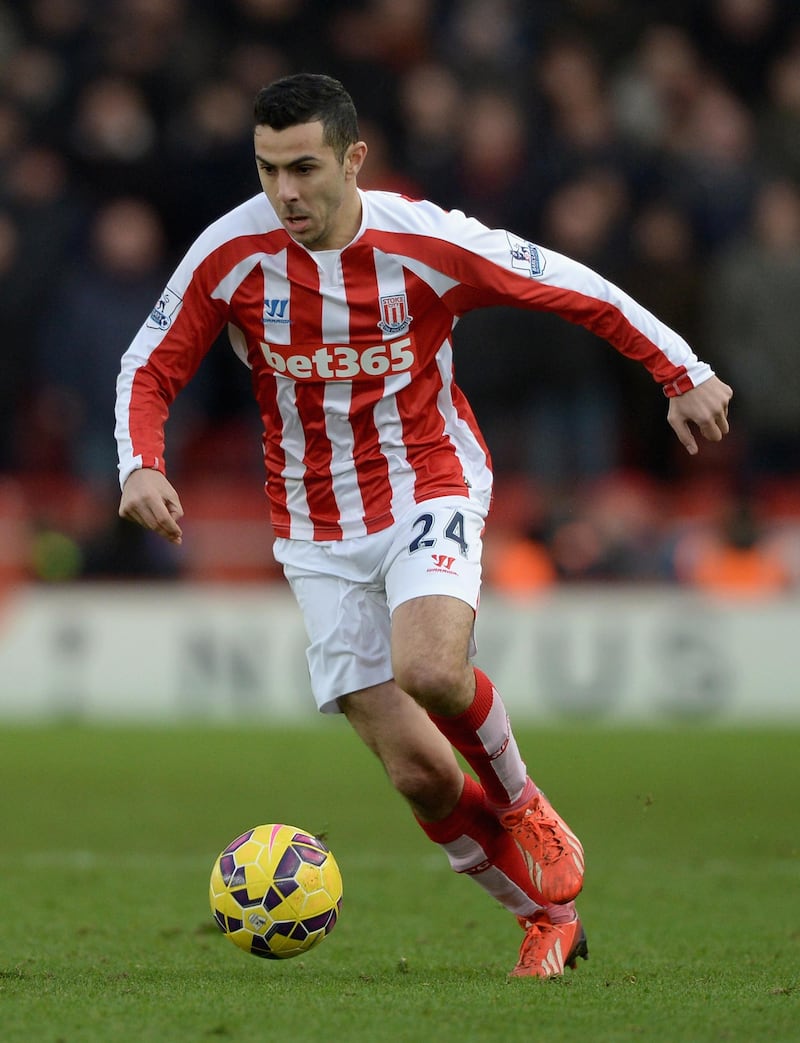 STOKE ON TRENT, ENGLAND - JANUARY 01:  Oussama Assaidi of Stoke City during the Barclays Premier League match between Stoke City and Manchester United at Britannia Stadium on January 1, 2015 in Stoke on Trent, England.  (Photo by Gareth Copley/Getty Images)