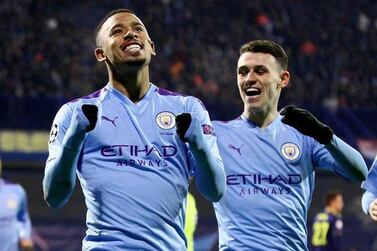 Gabriel Jesus, left, scored a hat-trick in Manchester City's 4-1 Champions League win over Dinamo Zagreb. Getty