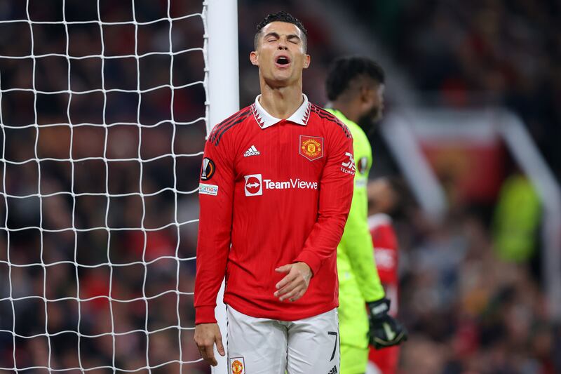 Ronaldo after a missed chance. Getty