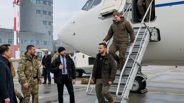 Ukrainian President Volodymyr Zelenskyy at Rzeszow-Jasionka Airport in Poland in 2022. Reuters