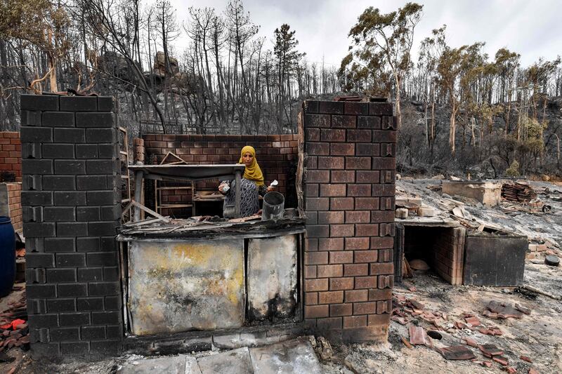 A burnt-out restaurant after a forest fire near Melloula in north-western Tunisia, near the Algerian border. AFP