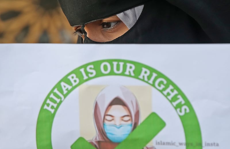 An Indian Muslim woman attends one of the protests in Bangalore. EPA