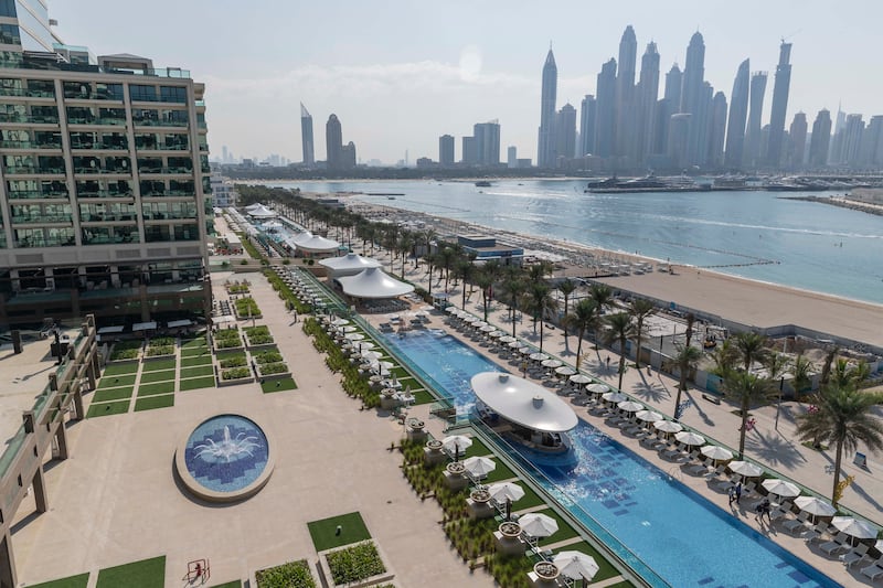 The Marriott Resort Palm Jumeirah in Dubai. The emirate's hospitality sector benefitted from the economy's rebound from the coronavirus-induced slowdown. Antonie Robertson / The National