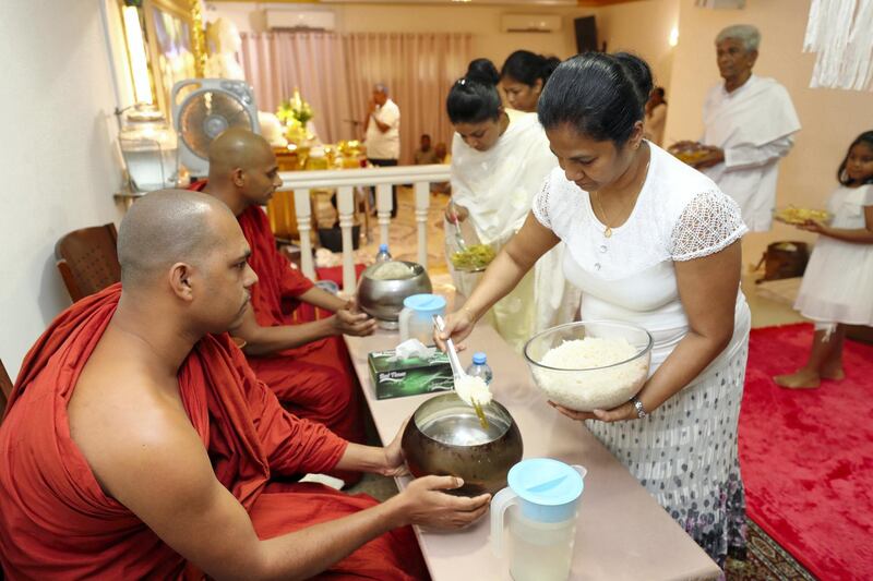 Dubai, United Arab Emirates - August 3, 2018: Buddhist temple, Mahamevnawa Bhavana Asapuwa. Friday, August 3rd, 2018 in Dubai. Chris Whiteoak / The National