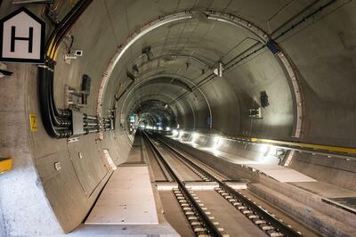 The Gotthard Base Tunnel consists of two 57km-long single-track tubes. It joins the north portal in Erstfeld with the south portal in Bodio. 