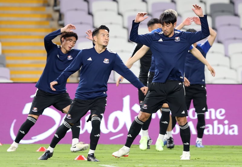 Yokohama players during training on Friday