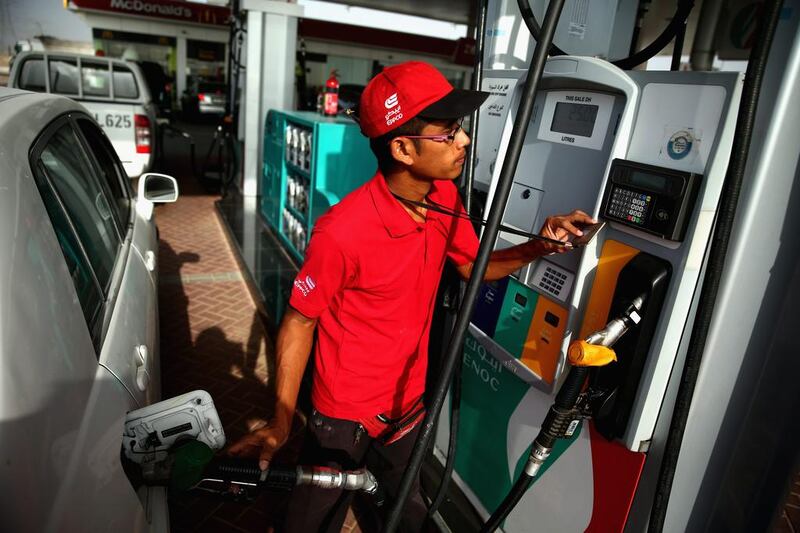 The Ministry of Energy announced that all grades of petrol have decreased by 15 fils a litre for August, with diesel cheaper by 9 fils. Warren Little / Getty Images