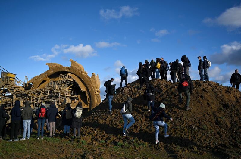 Activists at the Garzweiler lignite mine. AFP