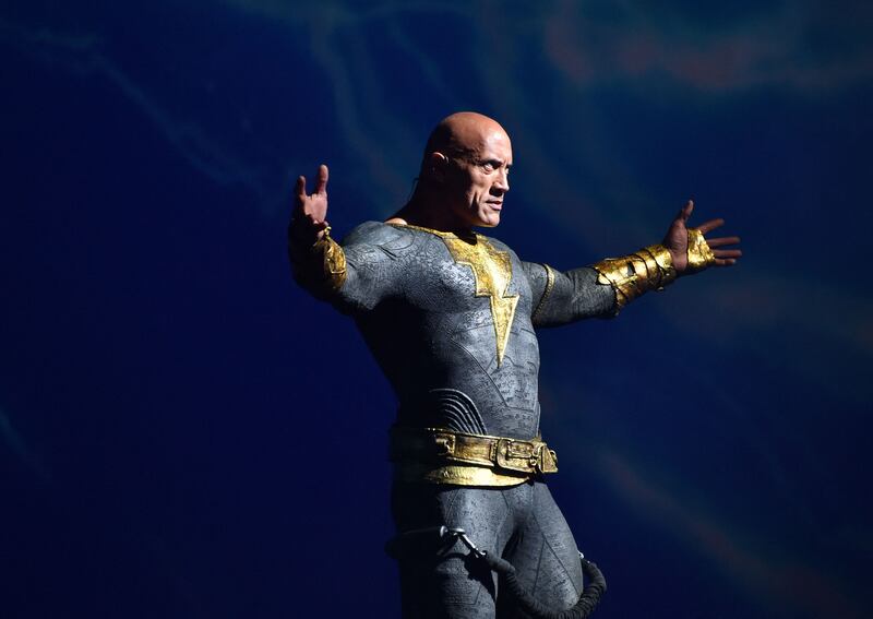 Actor Dwayne Johnson presents his film 'Black Adam' during the Warner Bros panel. AFP