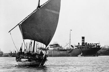 A native dhow with full sail passes a tanker tied up at the British-owned Anglo-Iranian Oil company docks in Abadan, Iran in June of 1951. Premier Mohammed Mossadegh asked President Truman to mediate Iran's oil nationalization dispute with Britain. Bettmann/CORBIS