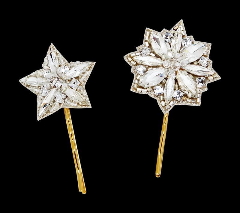 Add some sparkle with these Twin Star beaded hair clips, Dh264, Madiso