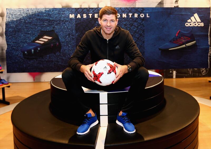 FILE  Steven Gerrard Appointed As New Rangers Manager DUBAI, UNITED ARAB EMIRATES - FEBRUARY 19:  Former England and Liverpool FC captain Steven Gerrard meets fans at the adidas store in Mall of the Emirates on February 19, 2017 in Dubai, United Arab Emirates. The midfielder spoke with budding young football stars, signed autographs and took pictures with the public.  (Photo by Francois Nel/Getty Images)