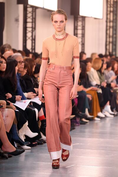 PARIS, FRANCE - SEPTEMBER 26: A model walks the runway during the Chloe Womenswear Spring/Summer 2020 show as part of Paris Fashion Week on September 26, 2019 in Paris, France. (Photo by Pascal Le Segretain/Getty Images)