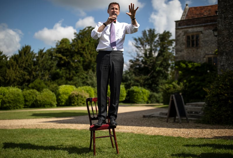 Showcasing his credentials in July 2019. Now, Mr Hunt is charged with leading Britain out of an economic malaise. Getty Images