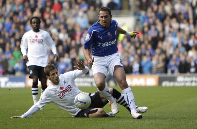 Michael Chopra, right, shown in action with Cardiff City in a Championship match against Swansea City in 2010. Peter Cziborra / Action Images / November 7, 2010