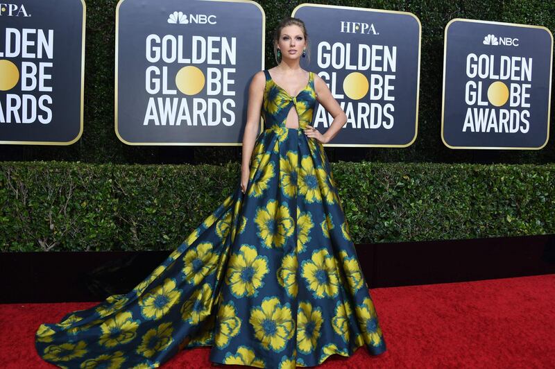 Singer and actress Taylor Swift chose a floral gown for the 77th annual Golden Globe Awards.  AFP