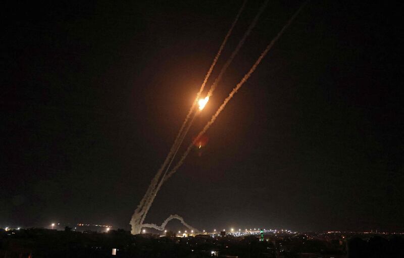 Rockets are fired towards Israel from Rafah in southern Gaza on Friday. AFP / Said Khatib