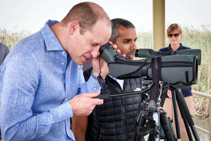 The Duke of Cambridge being shown around Jahra Nature Reserve. Twitter/ @Kensington Royal