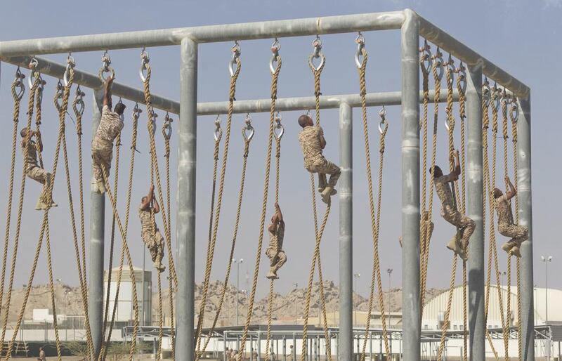 College cadets at Zayed II Military College go through their paces on an obstacle course in Al Ain. Photo:  Crown Prince Court – Abu Dhabi