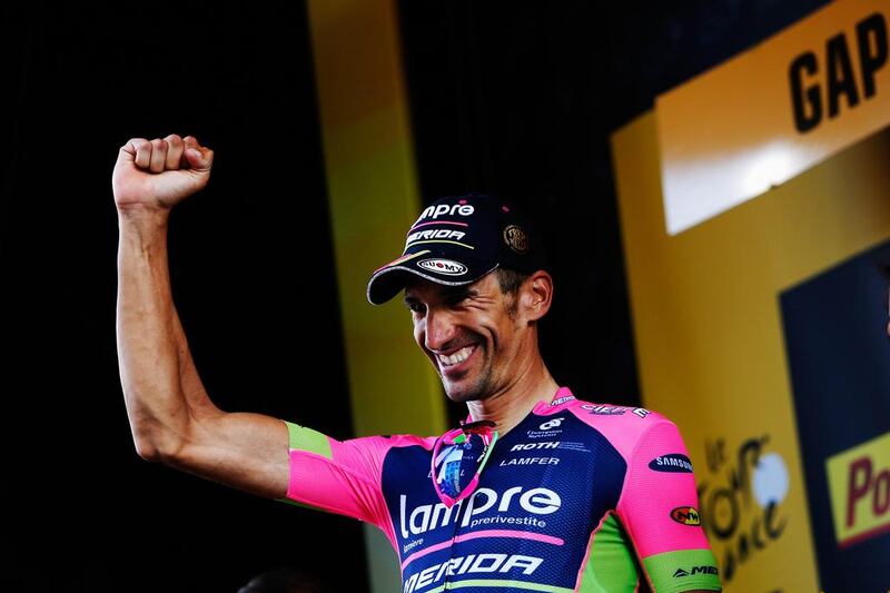 Ruben Plaza Molina of Spain and Lampre-Merida celebrates winning the sixteenth stage of the 2015 Tour de France, a 201km stage between Bourg de Peage and Gap, on July 20, 2015 in Gap, France.  (Photo by Doug Pensinger/Getty Images)