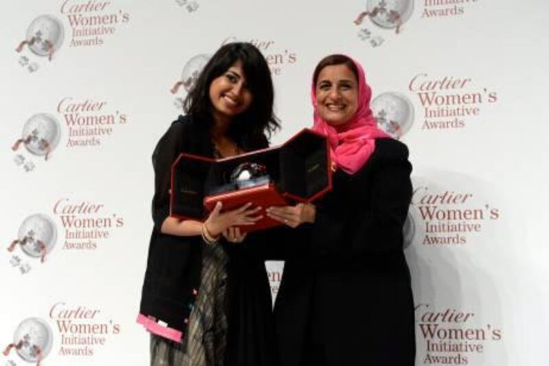 For Arts and Life.  Story by Rebecca Mc Laughlin Duane.

Iba Masood (left) and Sheikha Lubna (right) presenting the award. Gradberry, United Arab Emirates.

Laureate for Middle East and North Africa.

Courtesy Cartier 2012