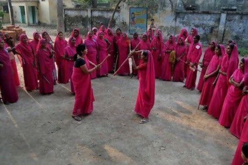 Devi teaches women of the Gulabi Gang a lesson in self-defence. Arindam Mukherjee
