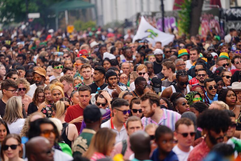 Notting Hill's streets are crowded for the return of the carnival. PA
