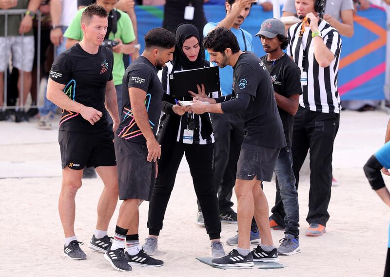 Dubai, United Arab Emirates - March 04, 2019: Sheikh Hamdan bin Mohammed takes part in the men's heats of the Goverment Games 2019. Thursday the 4th of April 2019. Kite Beach, Dubai. Chris Whiteoak / The National