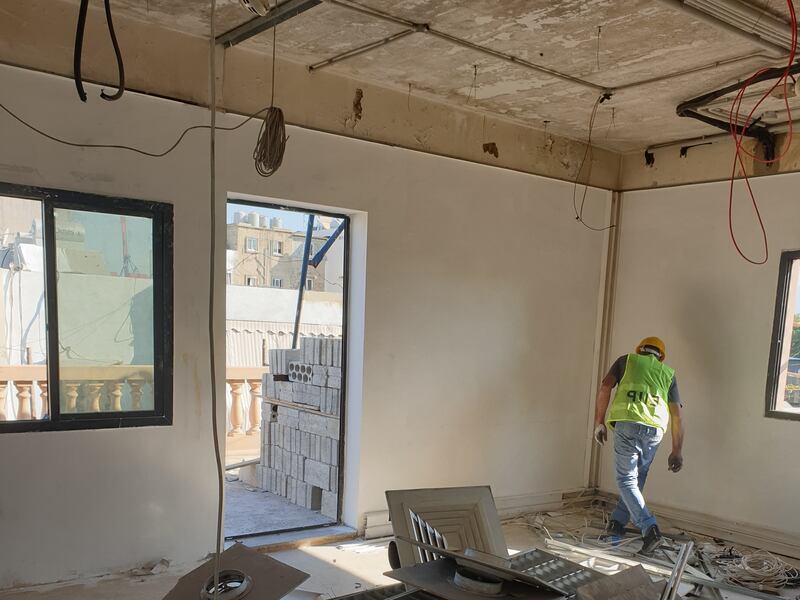 The police station after the 2020 Beirut explosion.