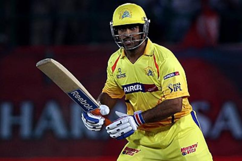 MS Dhoni hit two sixes and a four in the last over to take Chennai to the semi-finals.