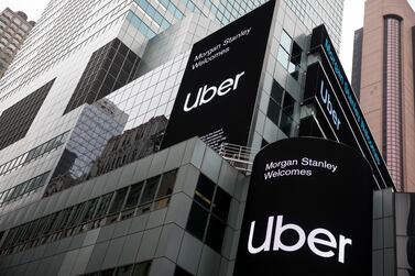 Uber Technologies signage in front of Morgan Stanley headquarters in New York. Bloomberg