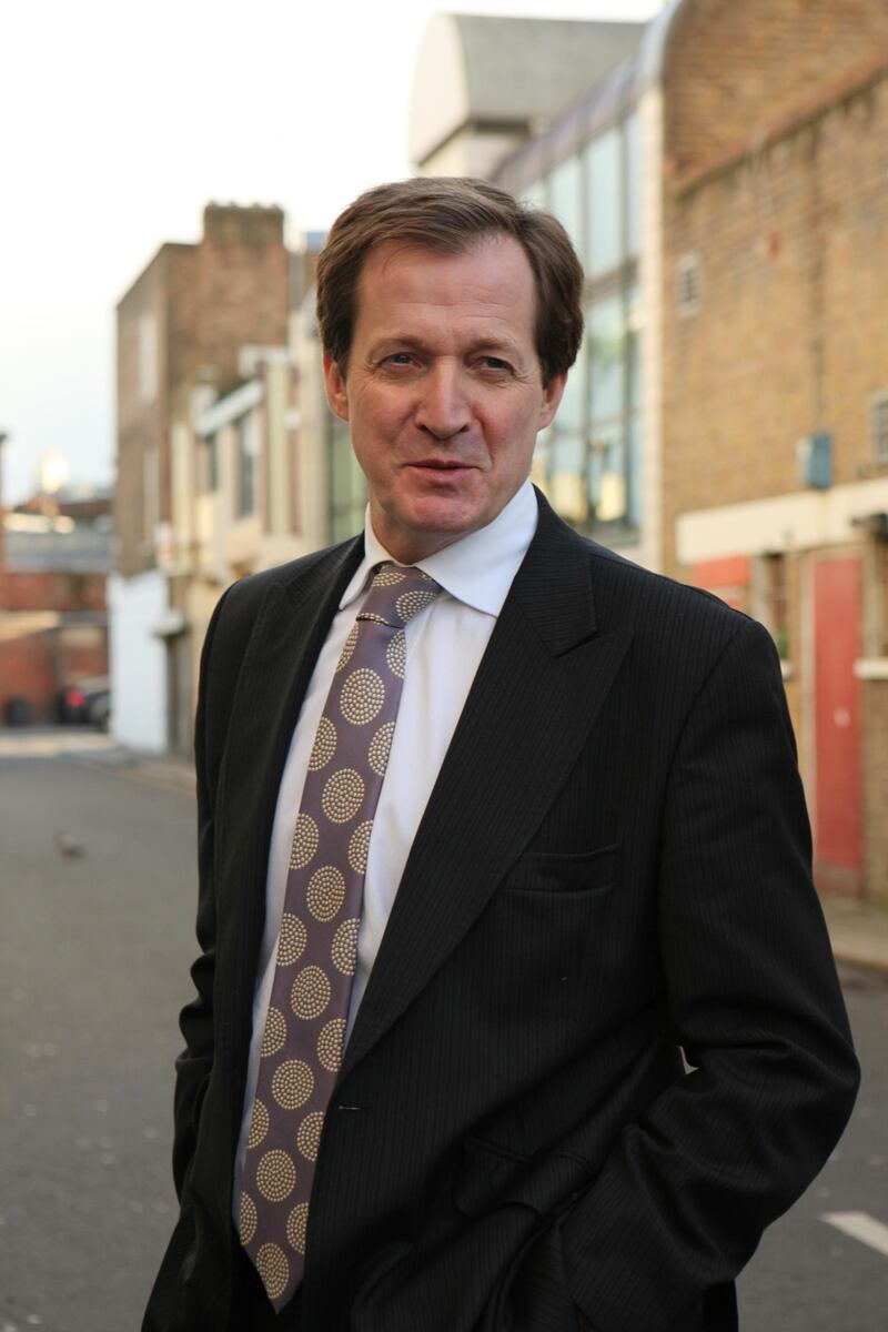 Alastair Campbell,  Director of Communications and Strategy for the British Prime Minister Tony Blair from 1997 to 2003.  His first novel, "Maya" has just been published, and he is seen here in London's Camden district after an appearance on Sky 1 TV channel, and an interview by Philippa Kennedy for The National.  Photograph by Jonathan Player for The National, 10th Feb 2010.