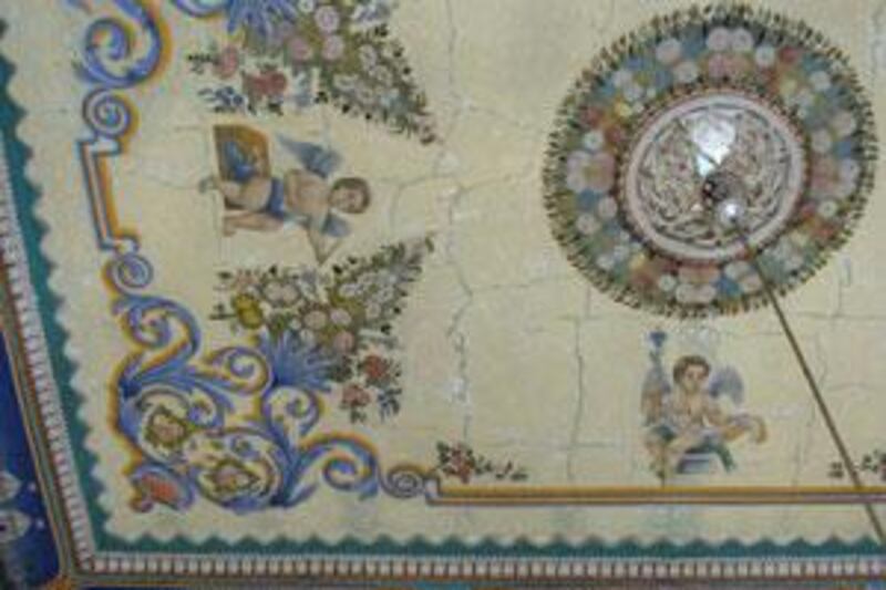 There has been increased effort to preserve ceiling paintings such as this from the Ottoman empire in Nazereth.