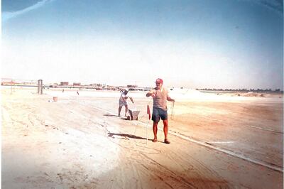 Pitch markings for rugby were once drawn by hand by volunteers, who poured lime powder from cups, following a line of string. Photo: Andy Cole