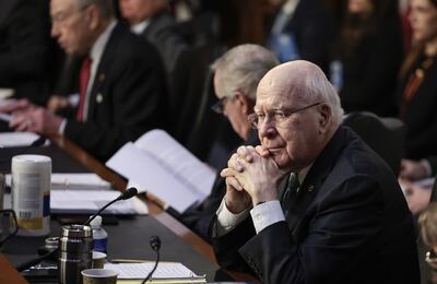 Senator Patrick Leahy listens during a committee hearing on Capitol Hill in Washington. Getty Images / AFP
