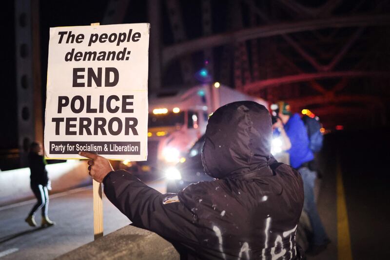 Demonstrators block the Interstate 55 road in Memphis. AFP