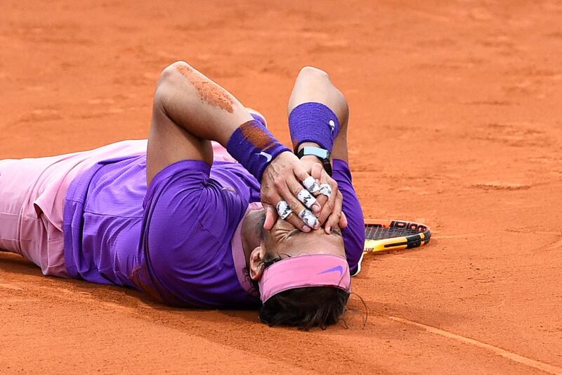 Spain's Rafael Nadal celebrates after his victory. AFP