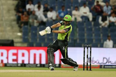 ABU DHABI , UNITED ARAB EMIRATES , Nov 15 – 2019 :- Dawid Malan of Qalanders playing a shot during the Abu Dhabi T10 Cricket match between Qalanders vs Team Abu Dhabi held at Sheikh Zayed Cricket Stadium in Abu Dhabi. ( Pawan Singh / The National ) For Sports. Story by Amith