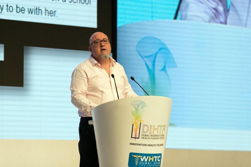 DUBAI, UNITED ARAB EMIRATES - Feb 21, 2018.
Jonathan Cooper - Director - Worldwide Insurance Solutions (WISS), speaks at  Dubai International Health Tourism Forum.

(Photo: Reem Mohammed/ The National)

Reporter: Nick Webster
Section: NA