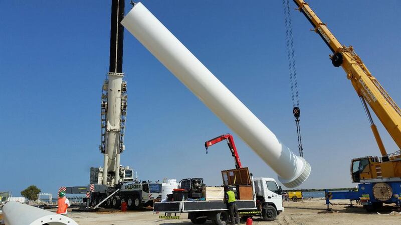 One of the two 120m flagpoles being built in Umm Al Quwain and Fujairah. Courtesy Trident Support Flagpoles

