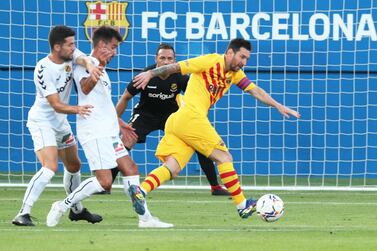 Soccer Football - Pre Season Friendly - FC Barcelona v Gimnastic Tarragona - Johan Cruyff Stadium, Barcelona, Spain - September 12, 2020 FC Barcelona's Lionel Messi in action REUTERS/Albert Gea