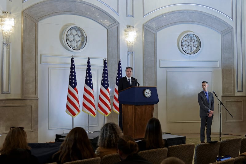 US Secretary of State Antony Blinken in Jerusalem during his short tour of the Middle East. AFP