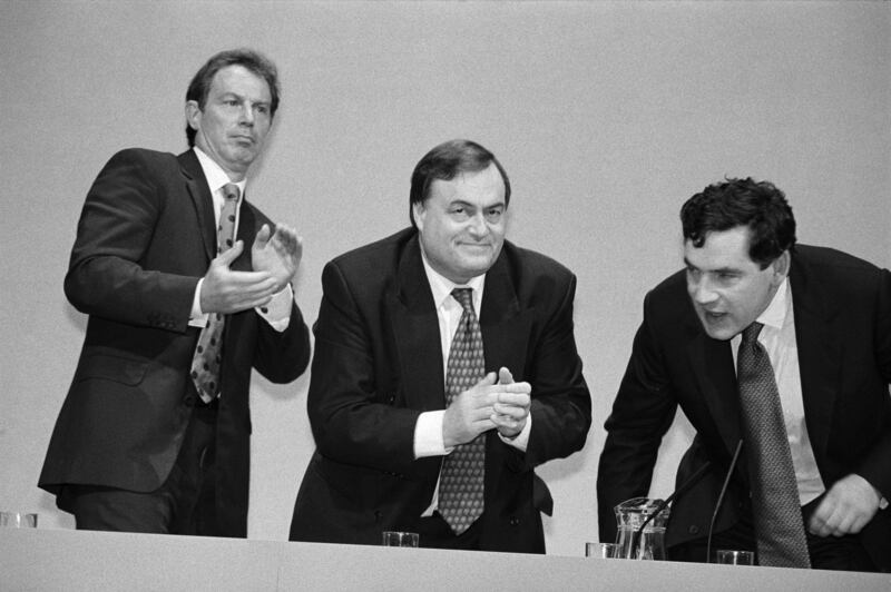 Mr Blair, John Prescott and Gordon Brown at the Labour Party Conference in 1997