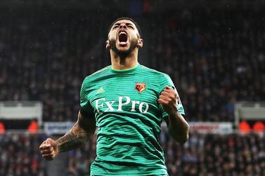 Andre Gray celebrates Watford's opening goal during their FA Cup fourth-round match against Newcastle United last month. Ian MacNicol / Getty Images