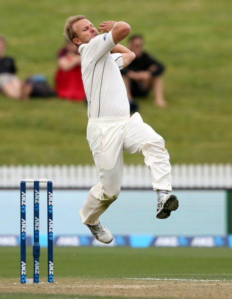 New Zealand's Neil Wagner bowls during day three of the second cricket Test match between New Zealand and Pakistan at Seddon Park in Hamilton on November 27, 2016. Michael Bradley / AFP