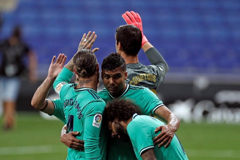 Real Madrid's players celebrate their victory. EPA